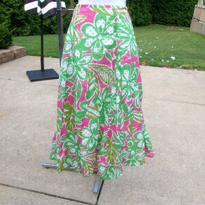 NWT RUBY RD GREEN&PINK FLORAL PRINT MAXI SKIRT 14